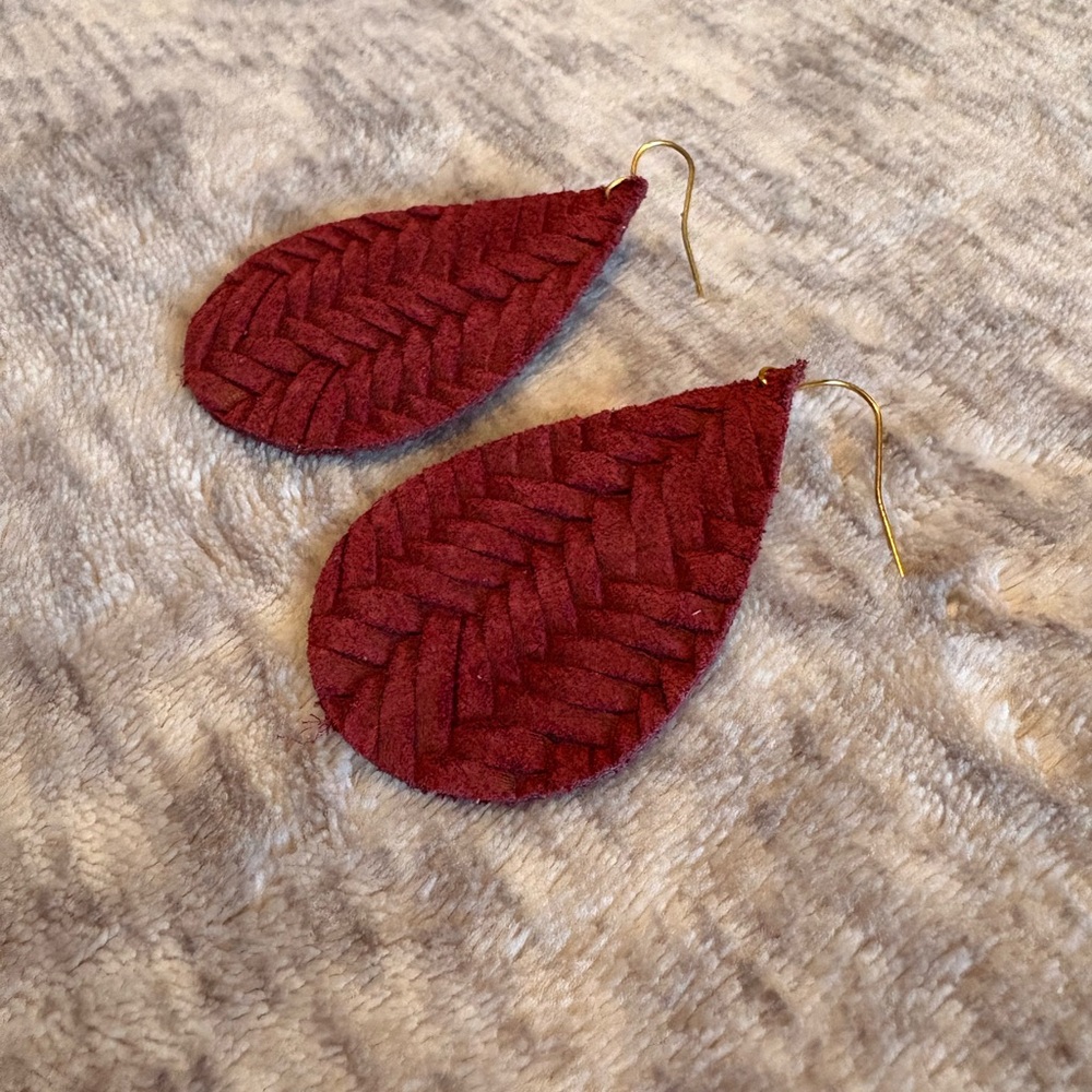 Woven leather earrings